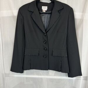 vintage 90's Adrianna Papell beaded 4 button blazer coat evening chic office